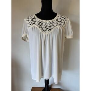 CHELSEA FLOWER L Boutique Peasant Baby Doll Cream Nylon 2 Layer Crochet Lace